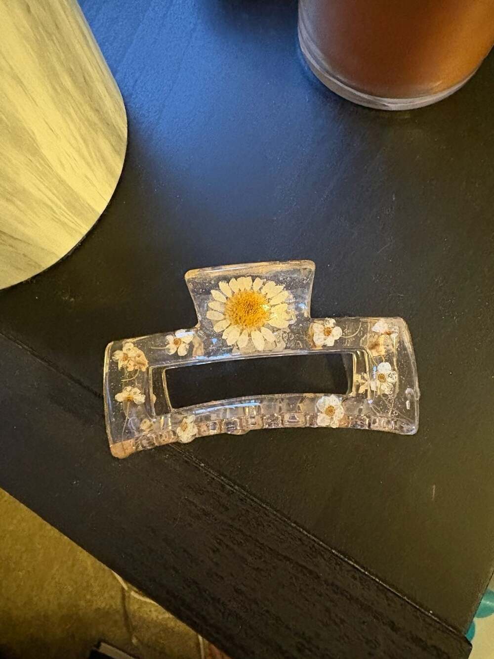 Pressed Flowers Resin Hair Claw Clip Clear Daisy Floral